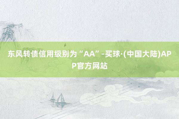 东风转债信用级别为“AA”-买球·(中国大陆)APP官方网站