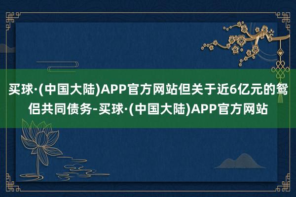 买球·(中国大陆)APP官方网站但关于近6亿元的鸳侣共同债务-买球·(中国大陆)APP官方网站