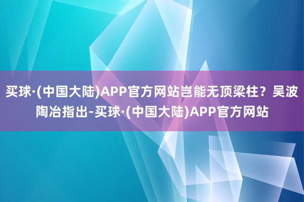 买球·(中国大陆)APP官方网站岂能无顶梁柱？吴波陶冶指出-买球·(中国大陆)APP官方网站