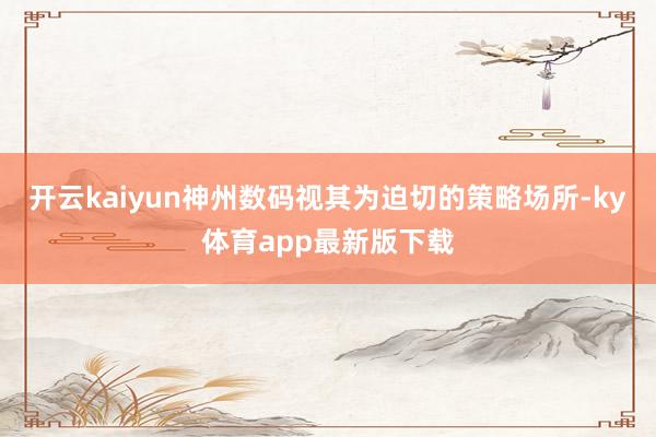 开云kaiyun神州数码视其为迫切的策略场所-ky体育app最新版下载